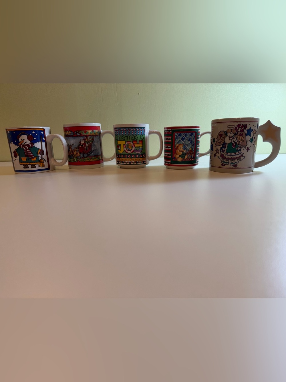 Vtg 90/80’s Christmas Mug Lot of 5 Retro Holiday Ceramic Coffee Cups Mismatched